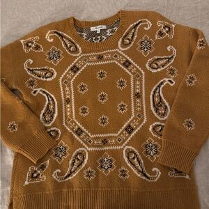 Madewell Mustard/Brown and Cream Bandana print Sweater